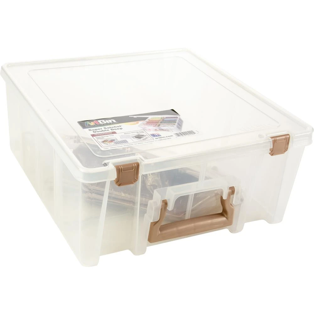 Artbin Super Satchel Double Deep W/Removable Dividers - Rose Gold Handle, Latch & Dividers