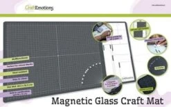 CraftEmotions Glass Craft Mat (60,3 X 36,2cm) Magnetisch Tempered Glass Grid 40x32cm