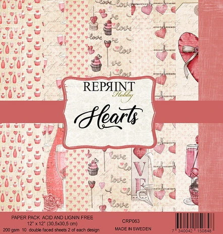 Reprint - Hearts 12x12 Inch Paper Pack